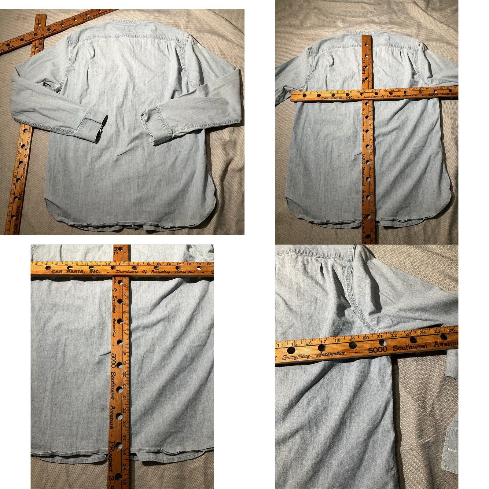 J.Crew J.Crew Mens Large Blue Chambray Button Down Sailor Collar Preppy Pocket Size US L / EU 52-54 / 3 - 8 Thumbnail