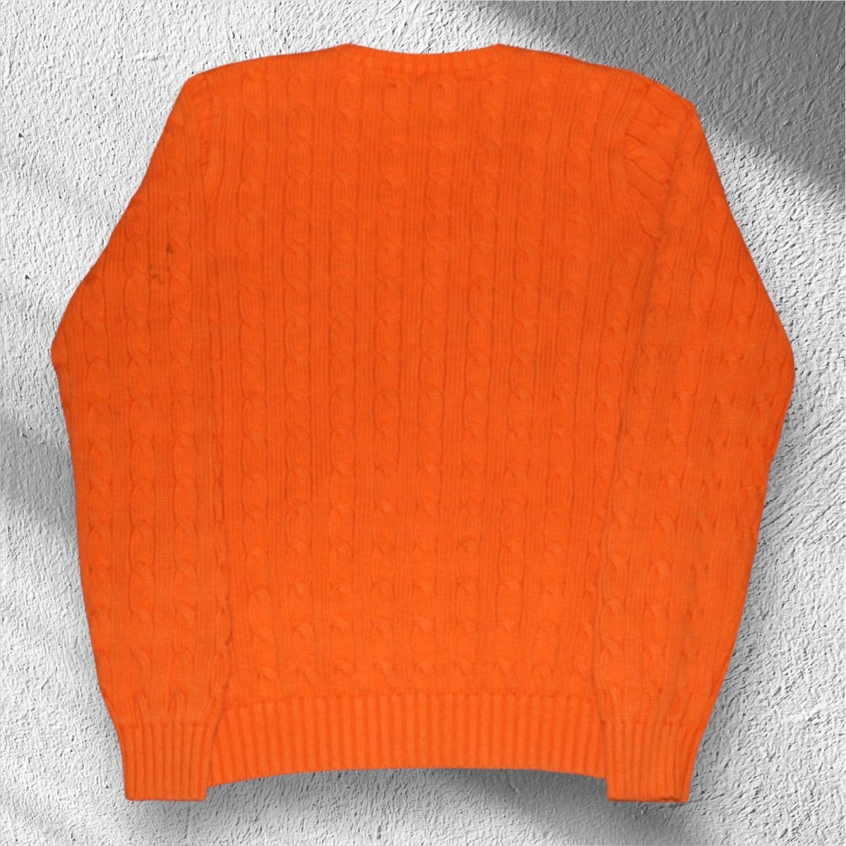 Polo Ralph Lauren Polo Ralph Lauren Sport Orange Cable Knit V-Neck Sweater Size L / US 10 / IT 46 - 2 Thumbnail