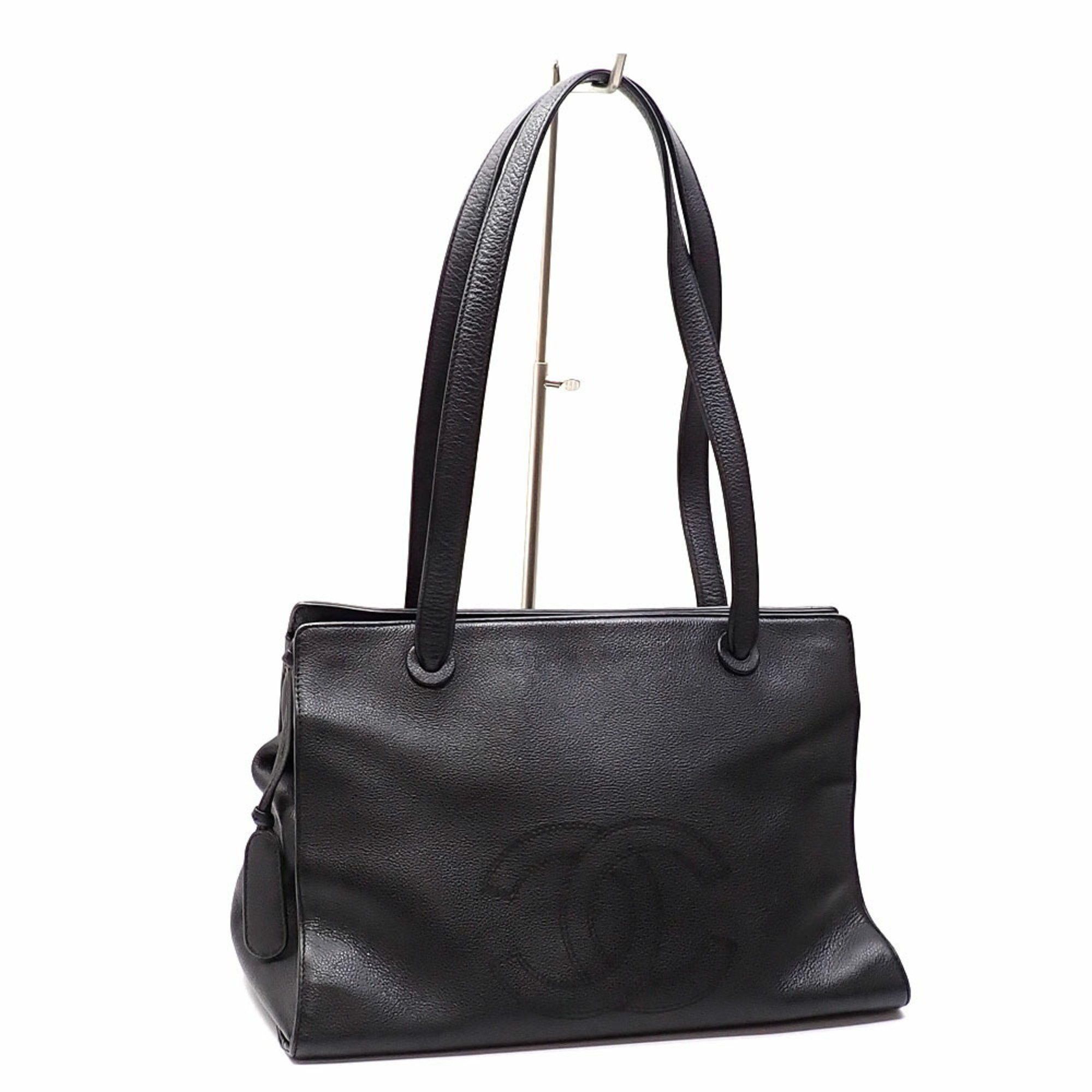 Chanel Tote Bag For Women, Black Caviar Skin, Shoulder Bag, Coco Mark, Women's