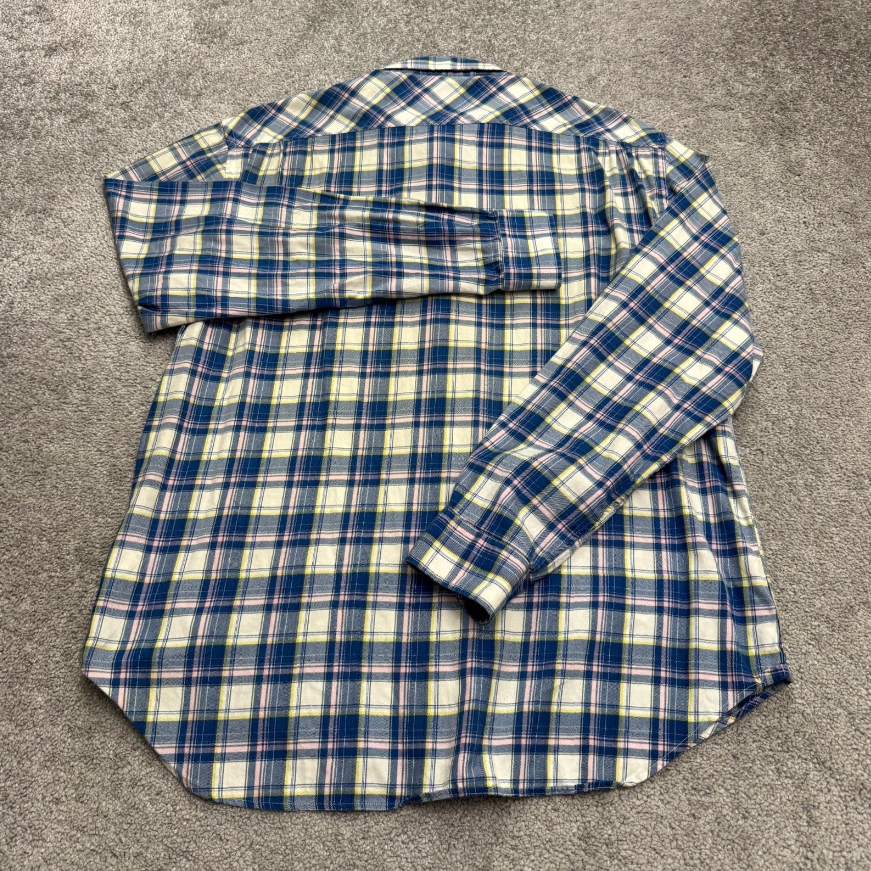 Pinko Thomas Pink Button-Down Shirt Mens XL Blue Plaid Classic Fit Long Sleeve Cotton Shirt Size US XL / EU 56 / 4 - 2 Thumbnail