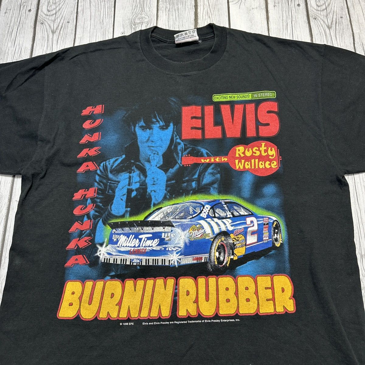 Band Tees × NASCAR × Vintage Vintage NASCAR Rusty Wallace Miller Lite Elvis tee Size US XL / EU 56 / 4 - 3 Thumbnail