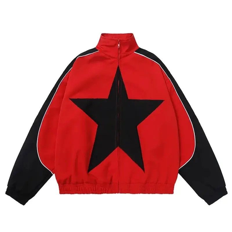 Designer × Vintage Jacket windbreaker Harajuku style stars Y2k zipper patchwork Size US L / EU 52-54 / 3 - 1 Thumbnail