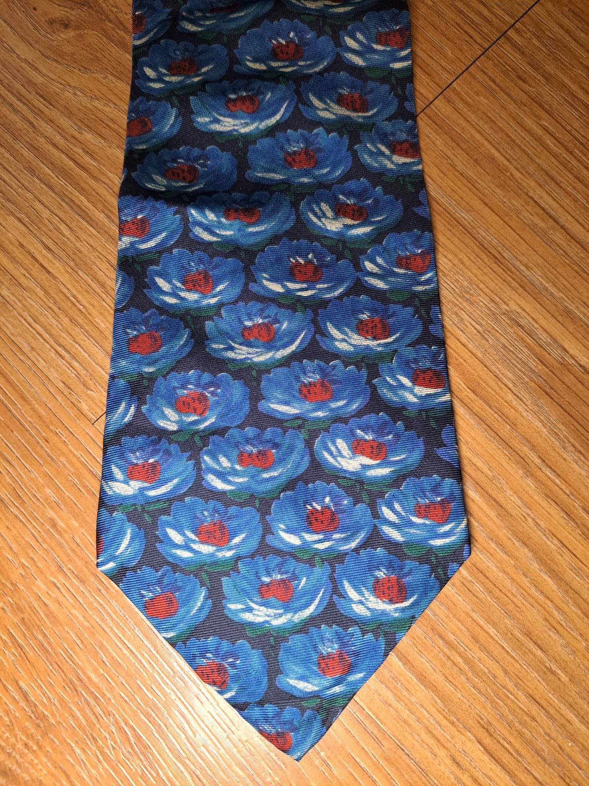 VINTAGE Liberty of London Italian Silk Tie Blue Floral Wide