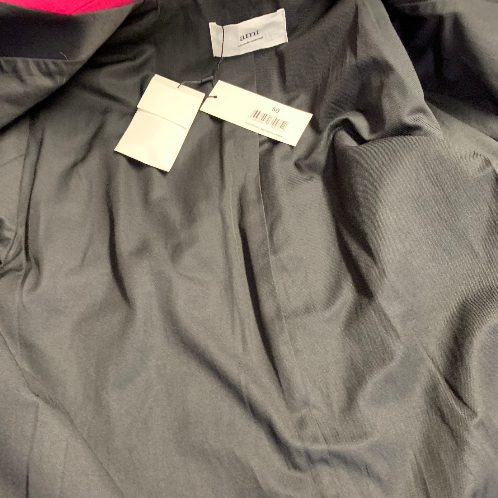 AMI Size 40 Fuchsia Pink Black Wool Peak Lapel Sport Coat Size 40R - 7 Thumbnail
