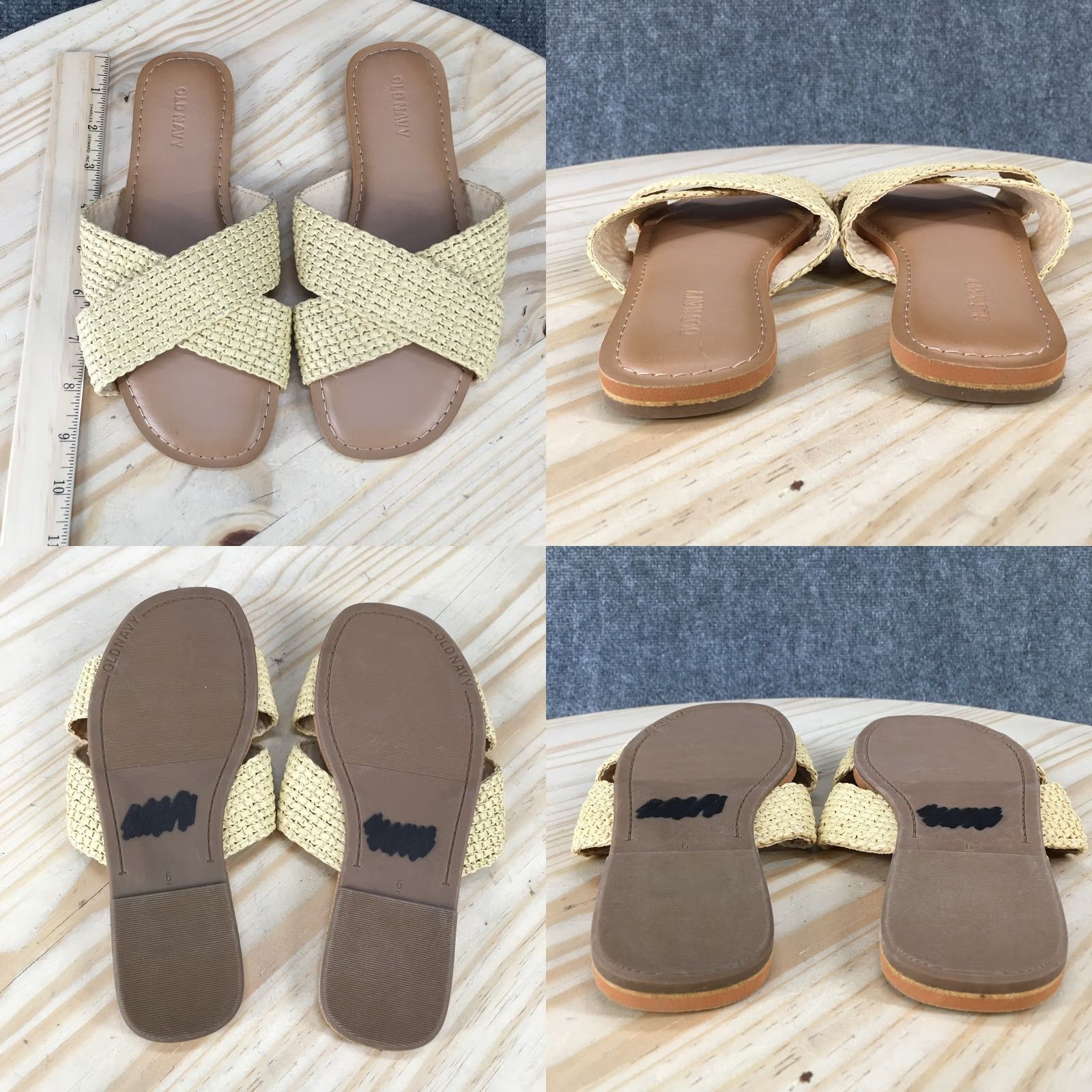 Old Navy Old Navy Sandals Women Cross Band Slide Comfortable Casual Flat Beige Brown Shoes 6 Womens Size US 6 / IT 36 - 8 Thumbnail