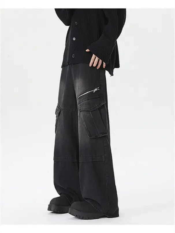 Japanese Brand Retro black straight leg loose jeans Size US 32 / EU 48 - 2 Thumbnail