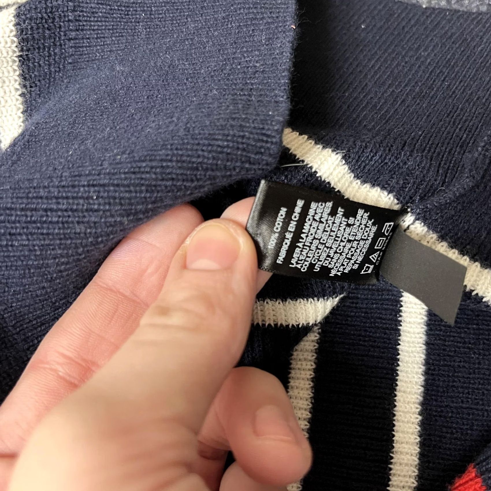 Express Express Sweater Mens Large Blue Striped 100% Cotton Crewneck Knit Pullover Size US L / EU 52-54 / 3 - 4 Thumbnail