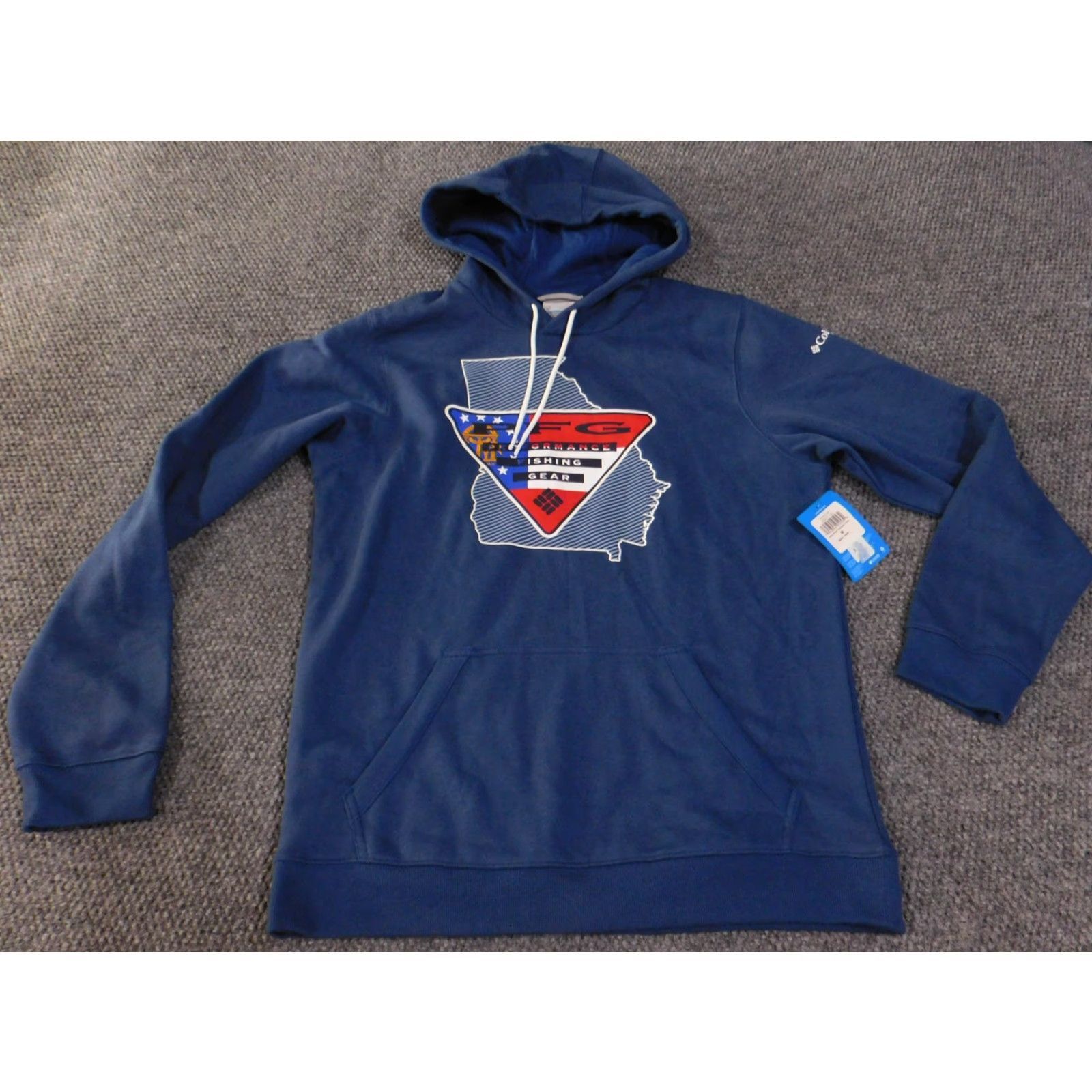 Vintage Columbia Hoodie Mens Medium Blue PFG Georgia Graphic NWT Size US M / EU 48-50 / 2 - 2 Thumbnail