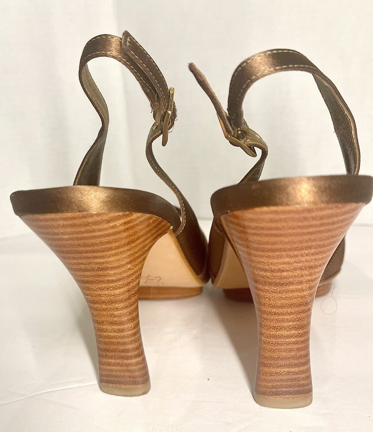 Other Via Spiga Vero Cuoio Copper Brown Satin Peep Toe Size US 8.5 / IT 38.5 - 3 Thumbnail