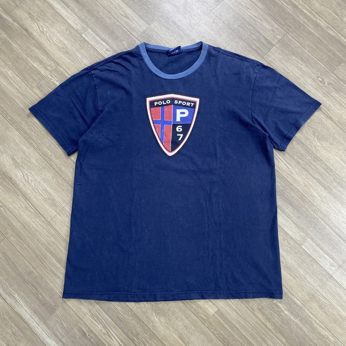 Polo Ralph Lauren 1990s Vintage Polo Sport Ralph Lauren P67 Police Shield Tee Size US L / EU 52-54 / 3 - 1 Thumbnail