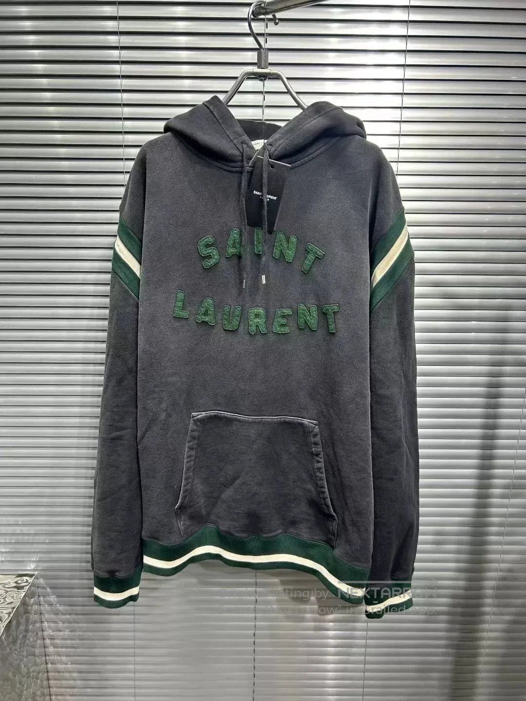 Saint Laurent Paris Saint Laurent Gray Embroidered Striped Hoodie. Size US L / EU 52-54 / 3 - 1 Thumbnail