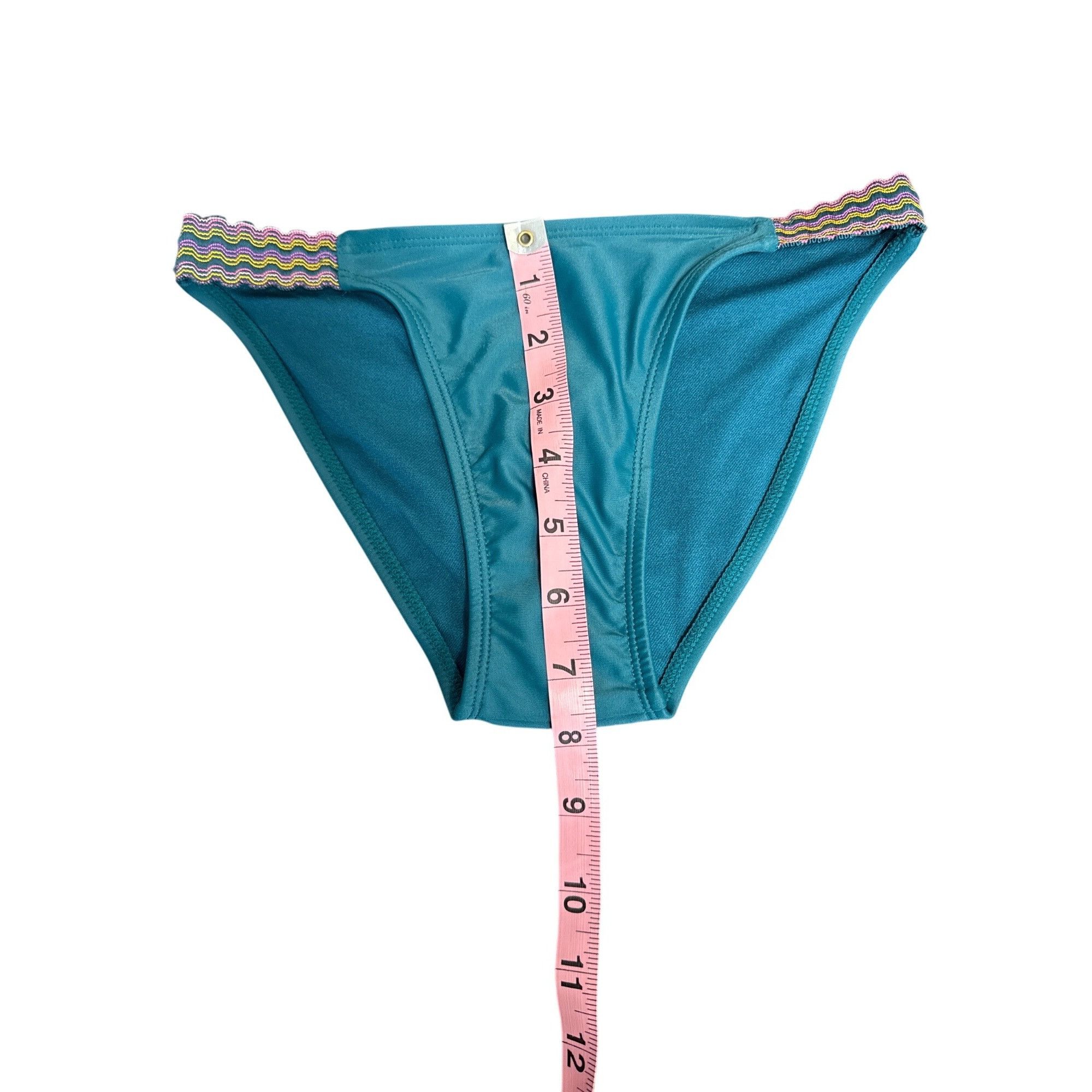 Other Womens Teal Bikini Bottom With Multicolor Elastic Side Strap Size ONE SIZE - 10 Thumbnail