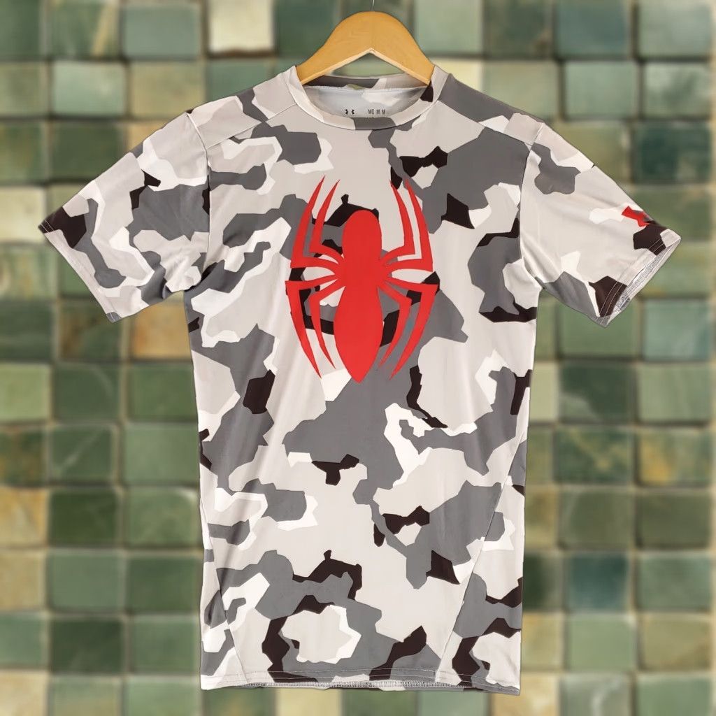 Under Armour Under Armour Spider-Man Compression HeatGear Shirt Gray Camo Mens M Shirt Size US M / EU 48-50 / 2 - 1 Thumbnail