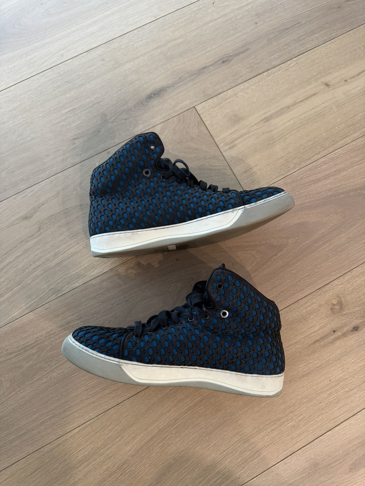 Lanvin Lanvin Blue & Black Leather High-Top Sneakers Men’s Sz 10 Size US 10 / EU 43 - 5 Thumbnail