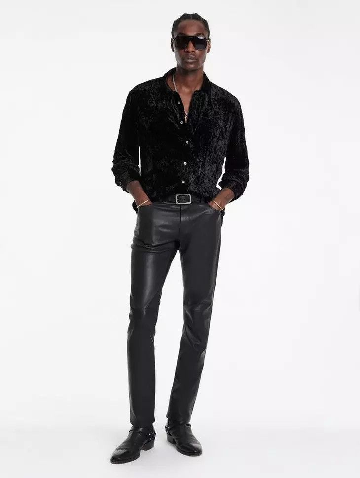 image of John Varvatos Leather Rockstar Jeans. 30 in Black, Men's