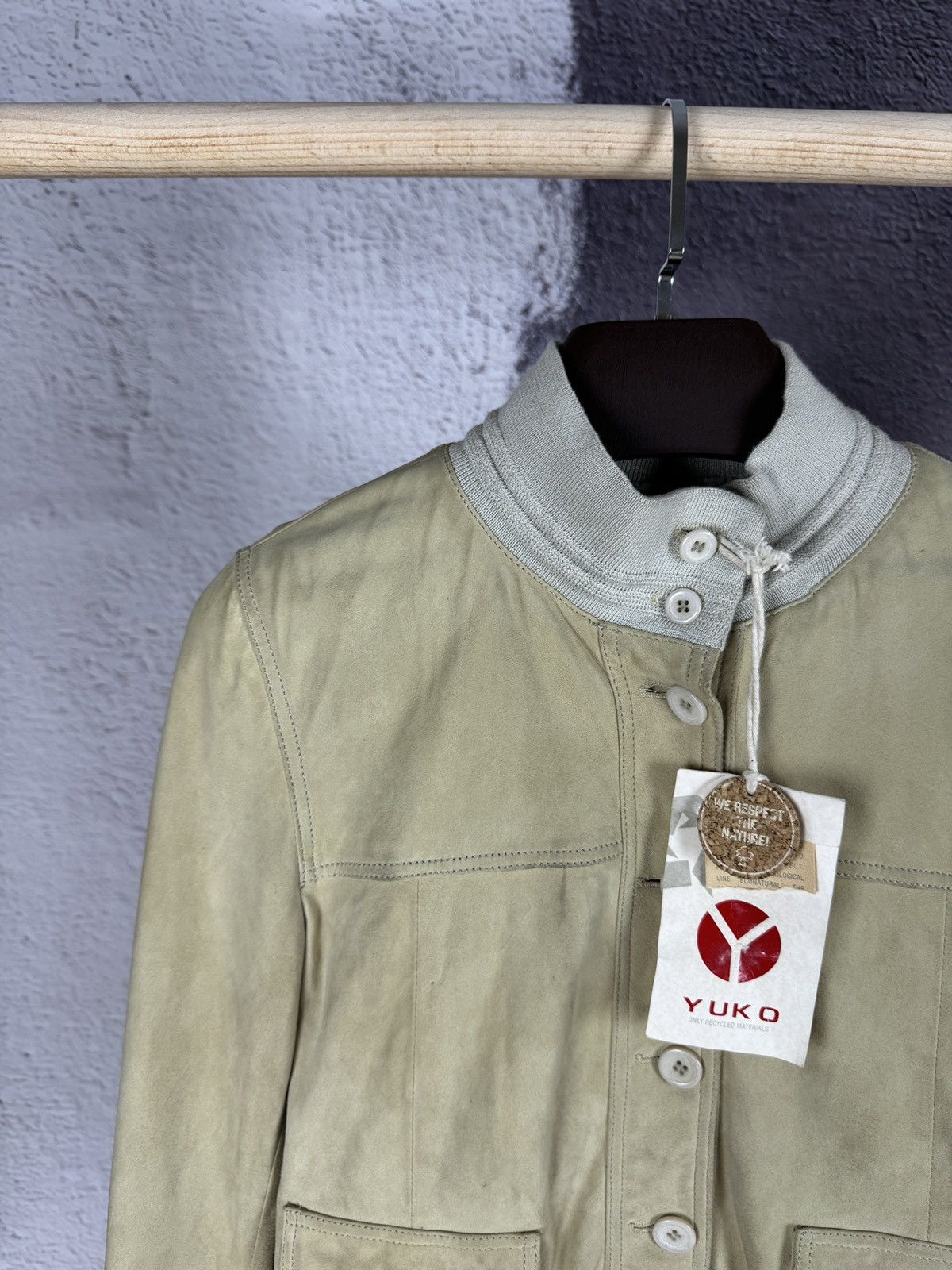 Japanese Brand Yuko beige leather bomber jacket Japanese style Size XL / US 12-14 / IT 48-50 - 3 Thumbnail