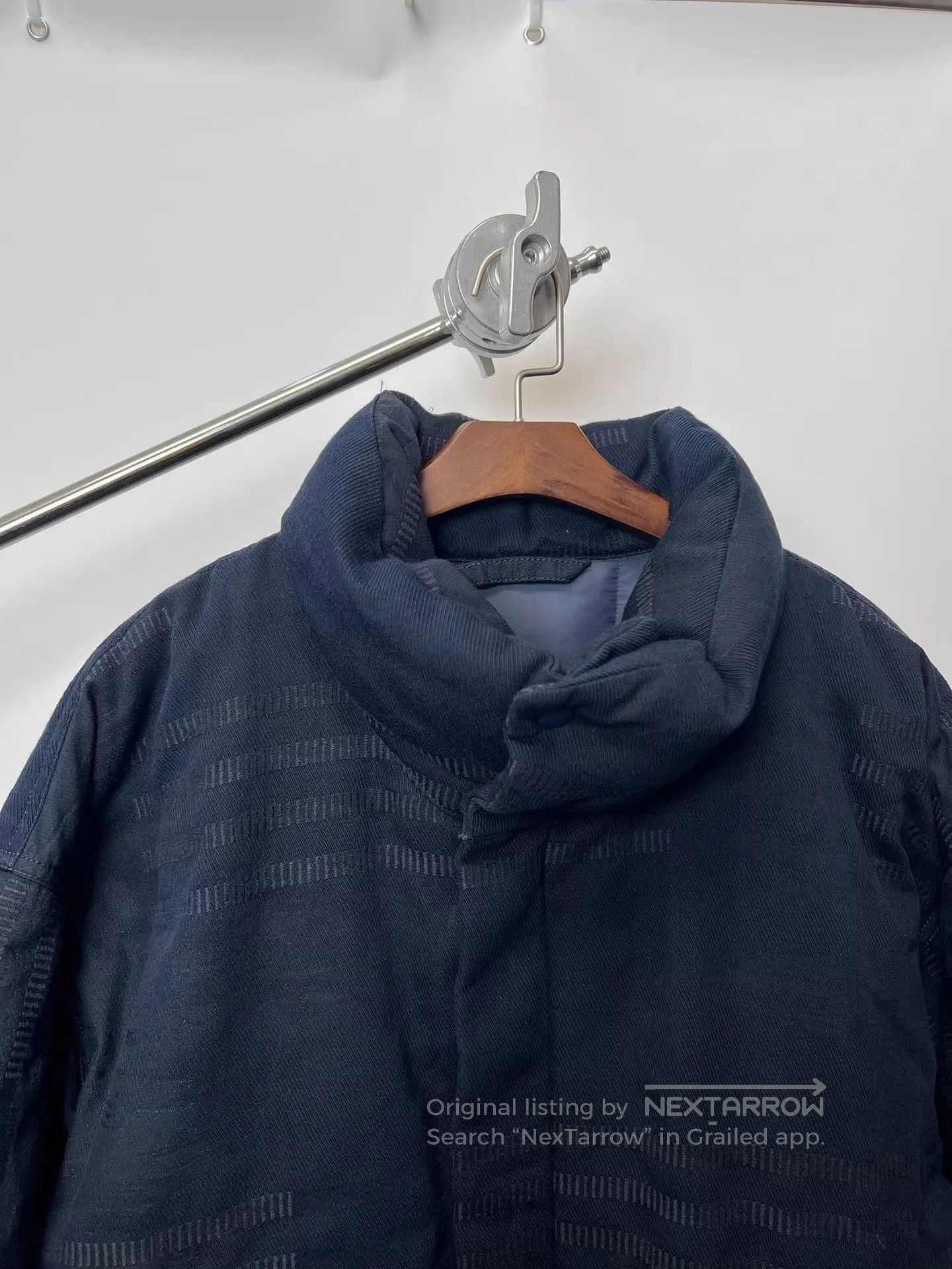 Issey Miyake Black High Collar Striped Light Jacket. Size US XL / EU 56 / 4 - 3 Thumbnail
