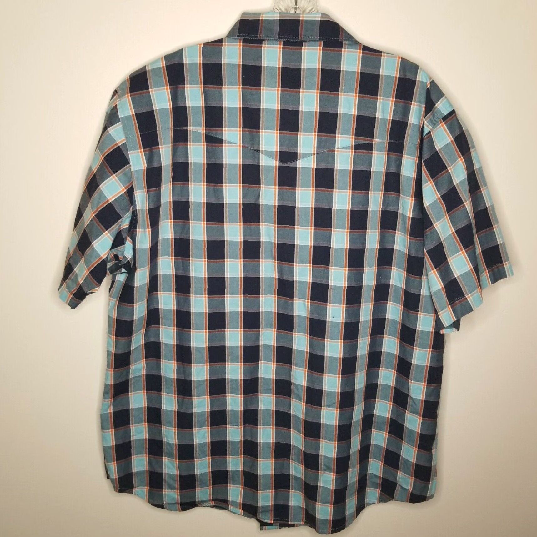 Wrangler Wrangler Shirt Men XL Blue Plaid Pearl Snap Button Up Short Sleeve Size US 36 / EU 52 - 4 Thumbnail