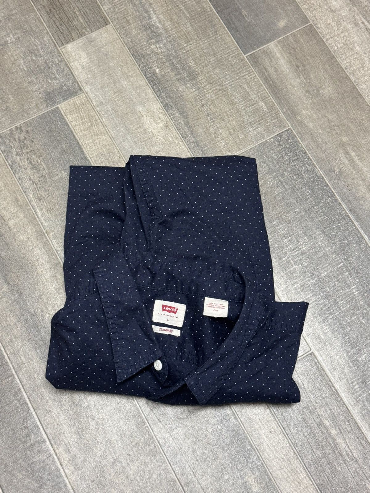 Levi's Levi's Shirt MenLarge Blue Pocket ButtonDownDots ShortSleeve Size US L / EU 52-54 / 3 - 6 Thumbnail