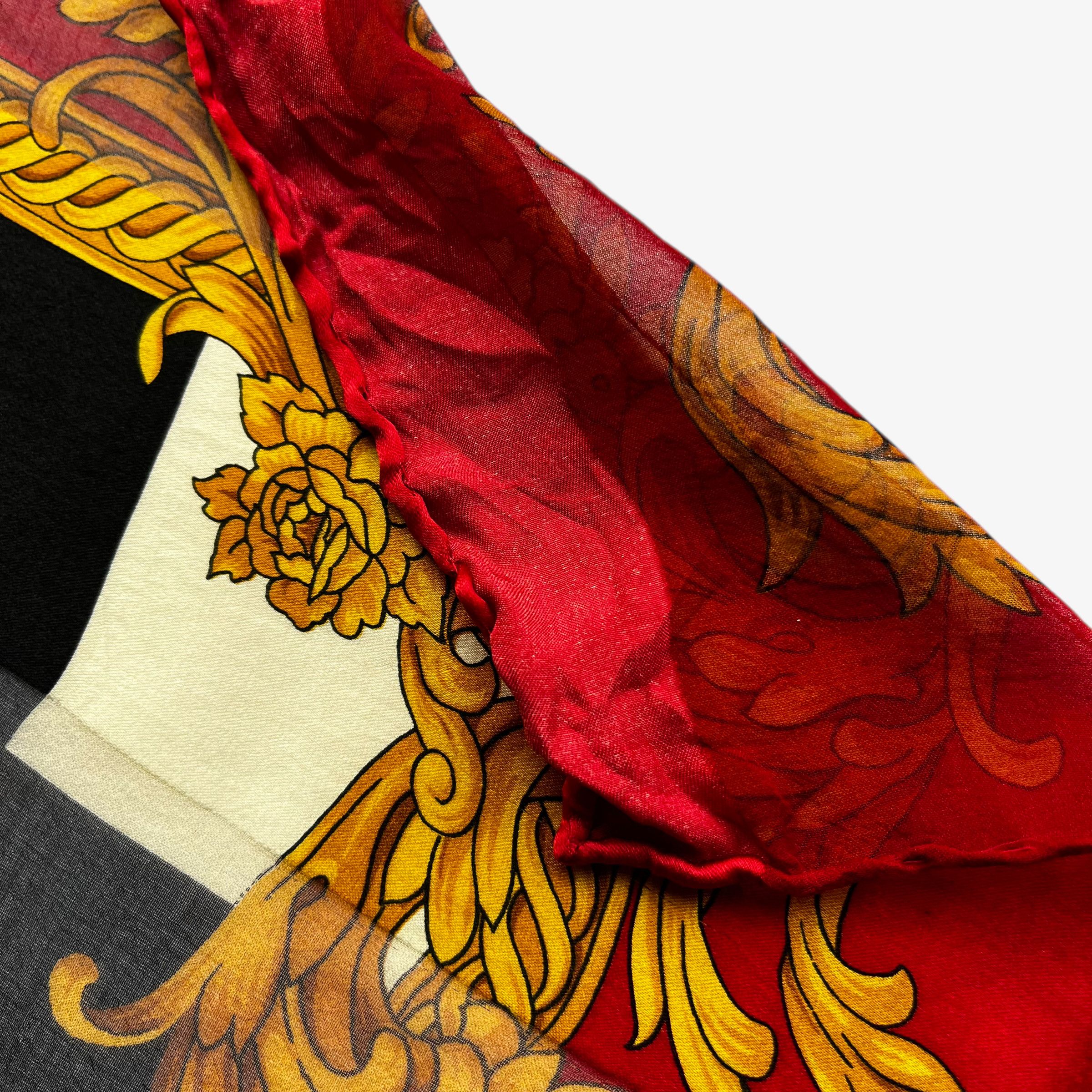 Sonia Rykiel Vintage 90s Sonia Rykiel Checkered Baroque Print Silk Scarf Size ONE SIZE - 4 Thumbnail