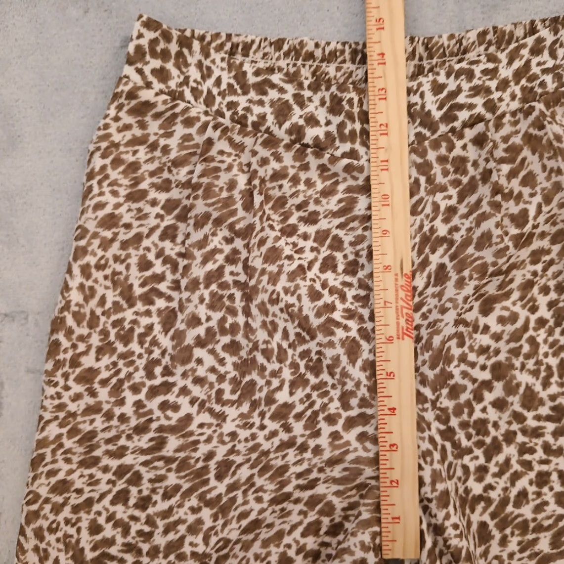 Vintage HYFVE Pants Womens Large Brown Animal Print Wide-Leg Pull On Lined 28x30 Size 36" / US 14 / IT 50 - 4 Thumbnail