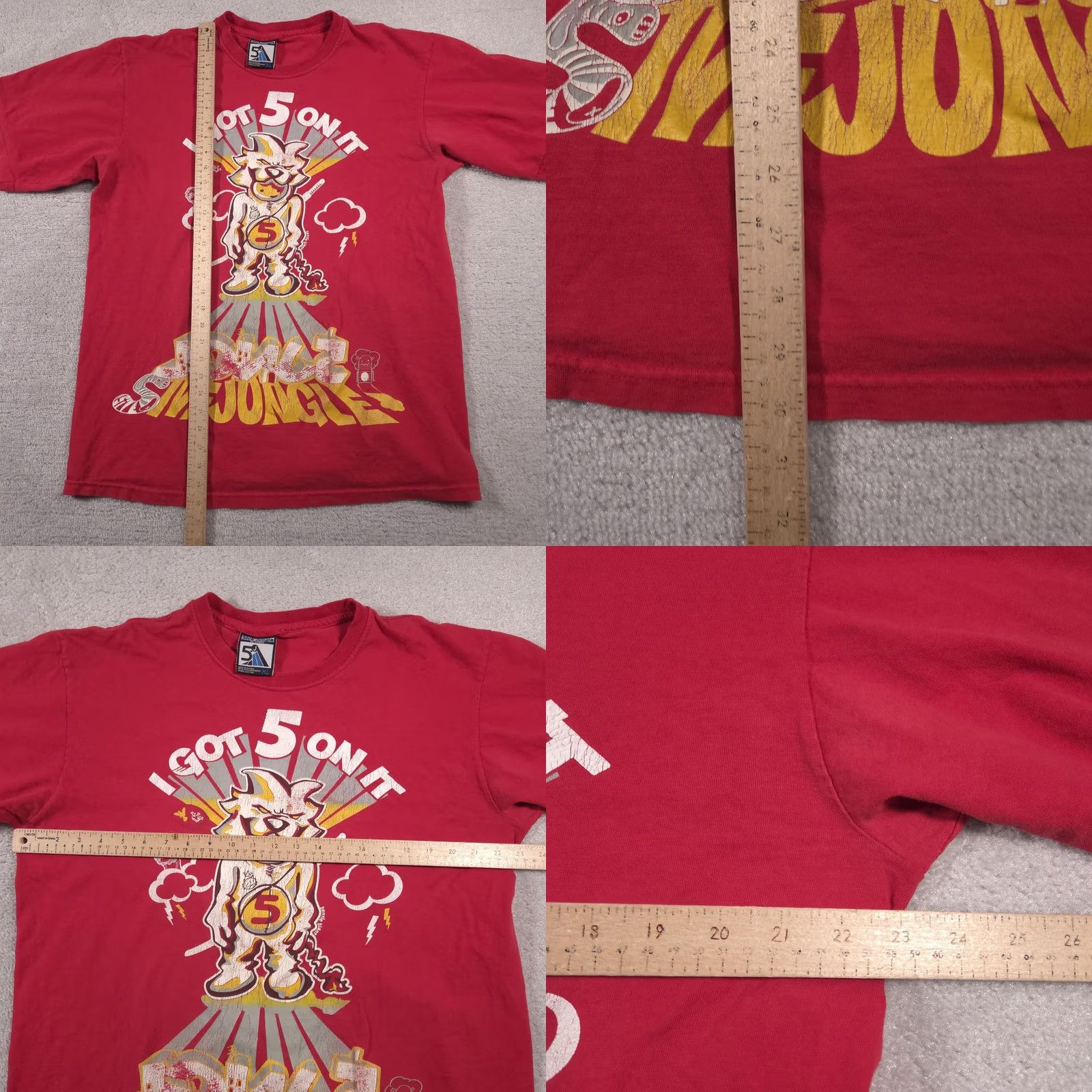 Vintage VINTAGE 5ive Jungle Shirt Mens XL Red I Got 5 On It Distressed Graphic 90s Tee Size US XL / EU 56 / 4 - 8 Thumbnail