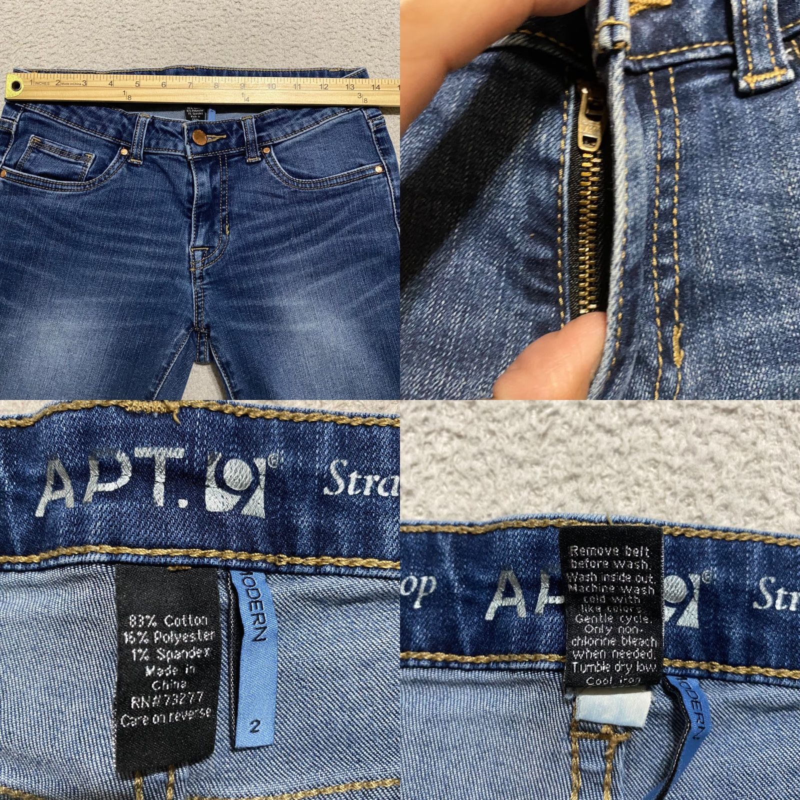 Apt. 9 Apt. 9 Womens Jeans Blue Denim Medium Wash Straight Crop Low Rise Distinct 5-Pocket Design 27 In Inseam Size 26" / US 2 / IT 38 - 8 Thumbnail