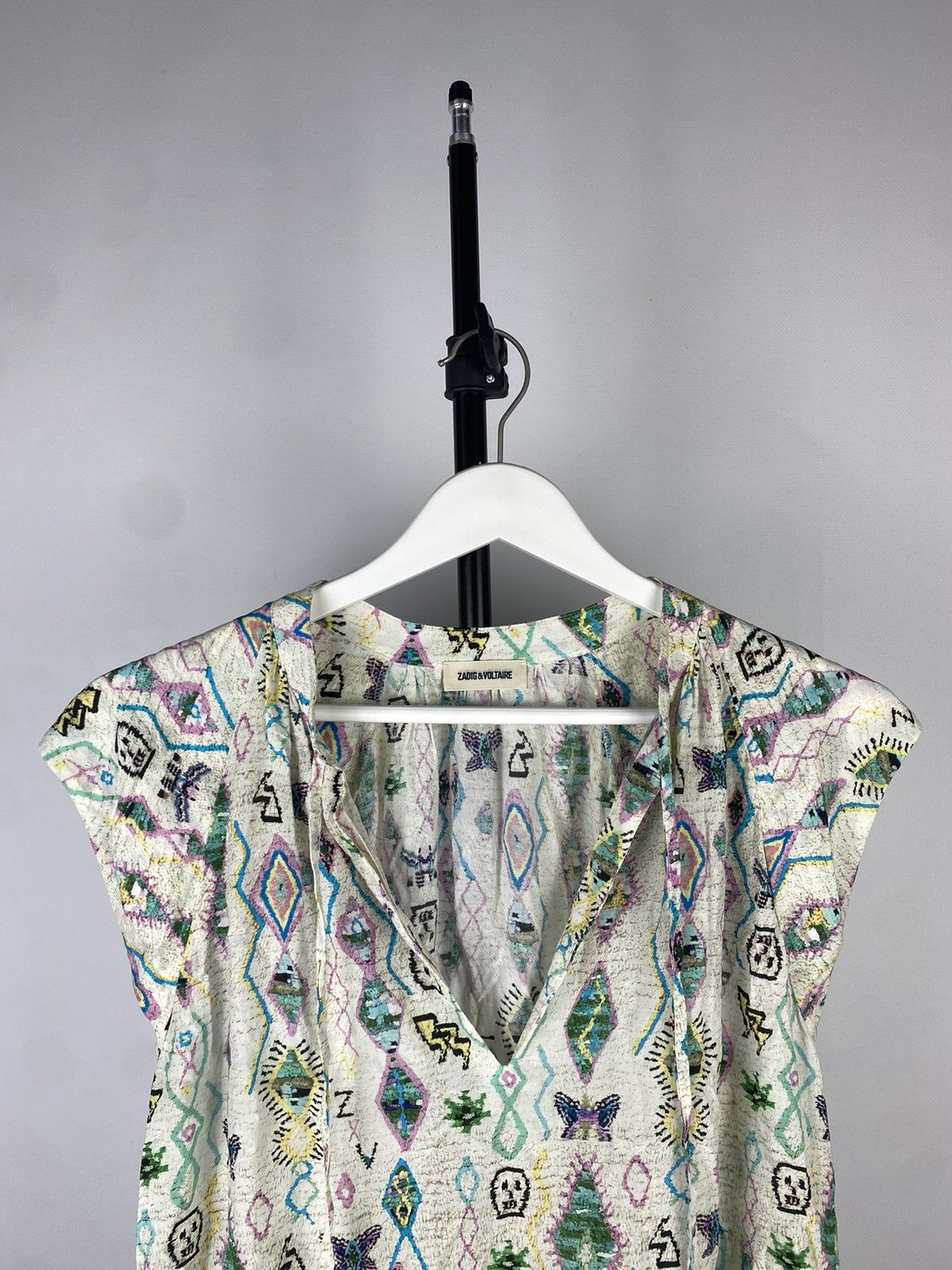 Designer × Zadig & Voltaire Zadig&Voltaire Monogram Graphic Print Blouse Size L / US 10 / IT 46 - 2 Thumbnail