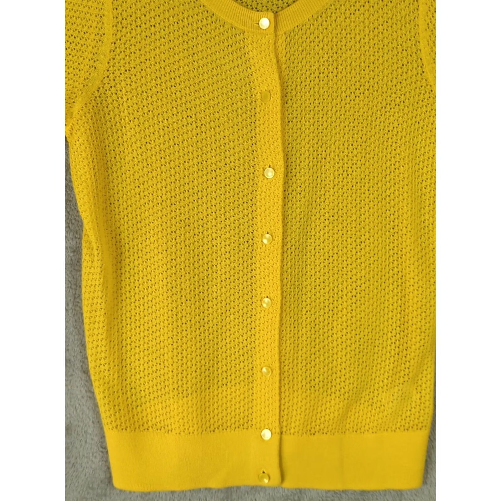 Talbots Talbots Cardigan Sweater L Petite Yellow Open-Knit 3/4 Sleeve Button Cotton Lightwight Lightweight Spring Summer Women Mens? Size L / US 10 / IT 46 - 7 Thumbnail