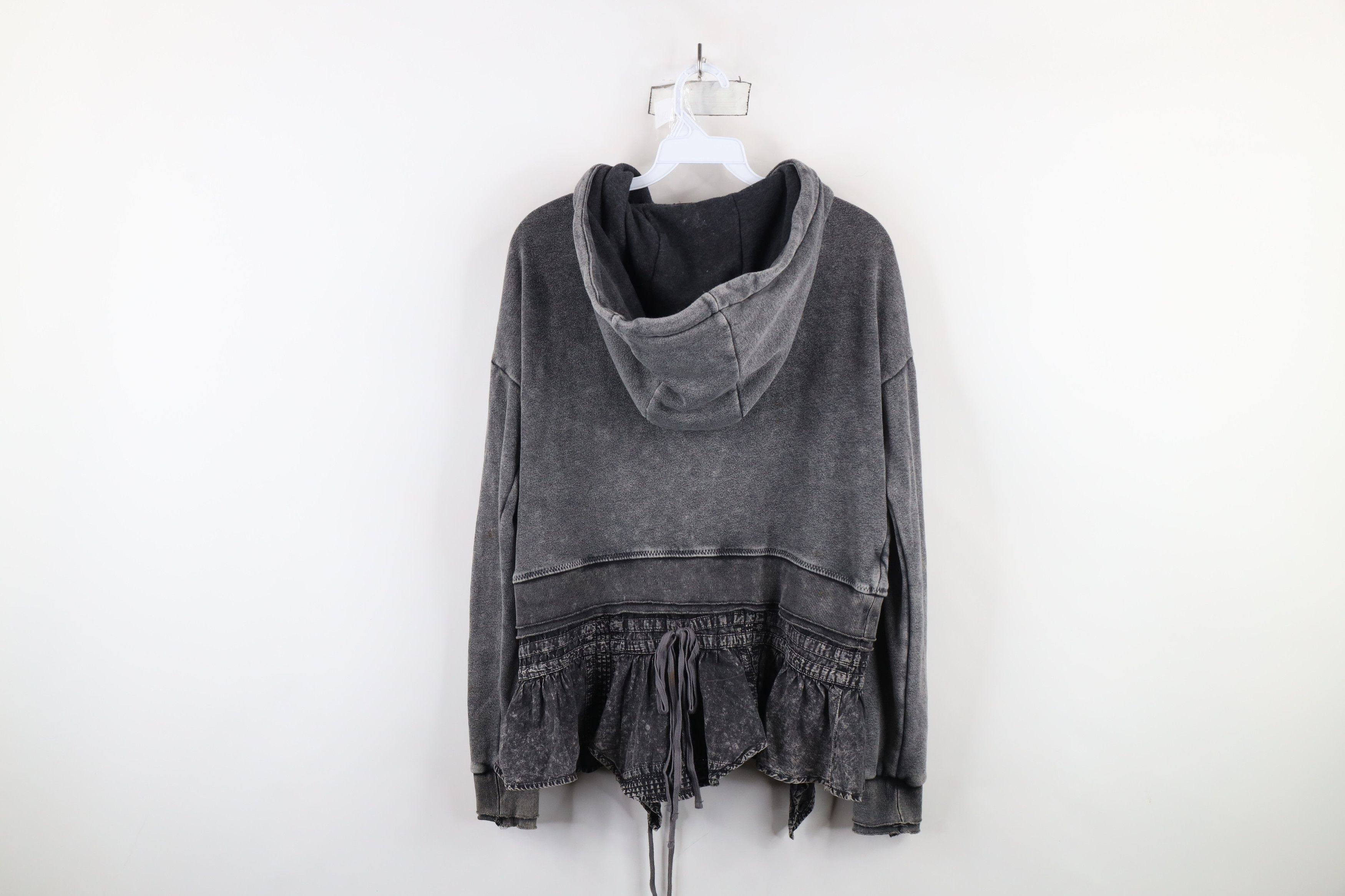 Free People × Vintage Free People Acid Wash Ruffled Full Zip Hoodie Sweatshirt Size S / US 4 / IT 40 - 13 Thumbnail