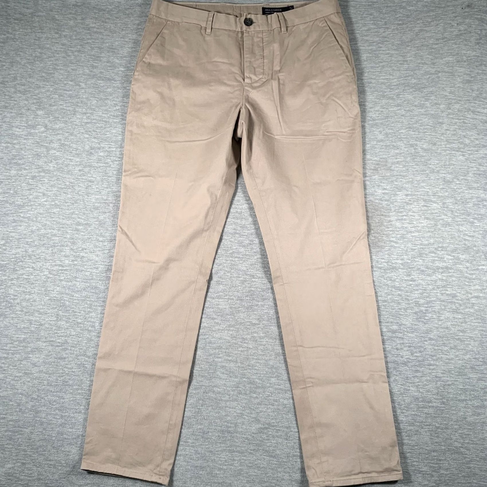 Allsaints AllSaints Mens Beige Felix Chino Pants Slim Fit Stretch Casual Tapered Leg 33x30 Size US 32 / EU 48 - 2 Thumbnail