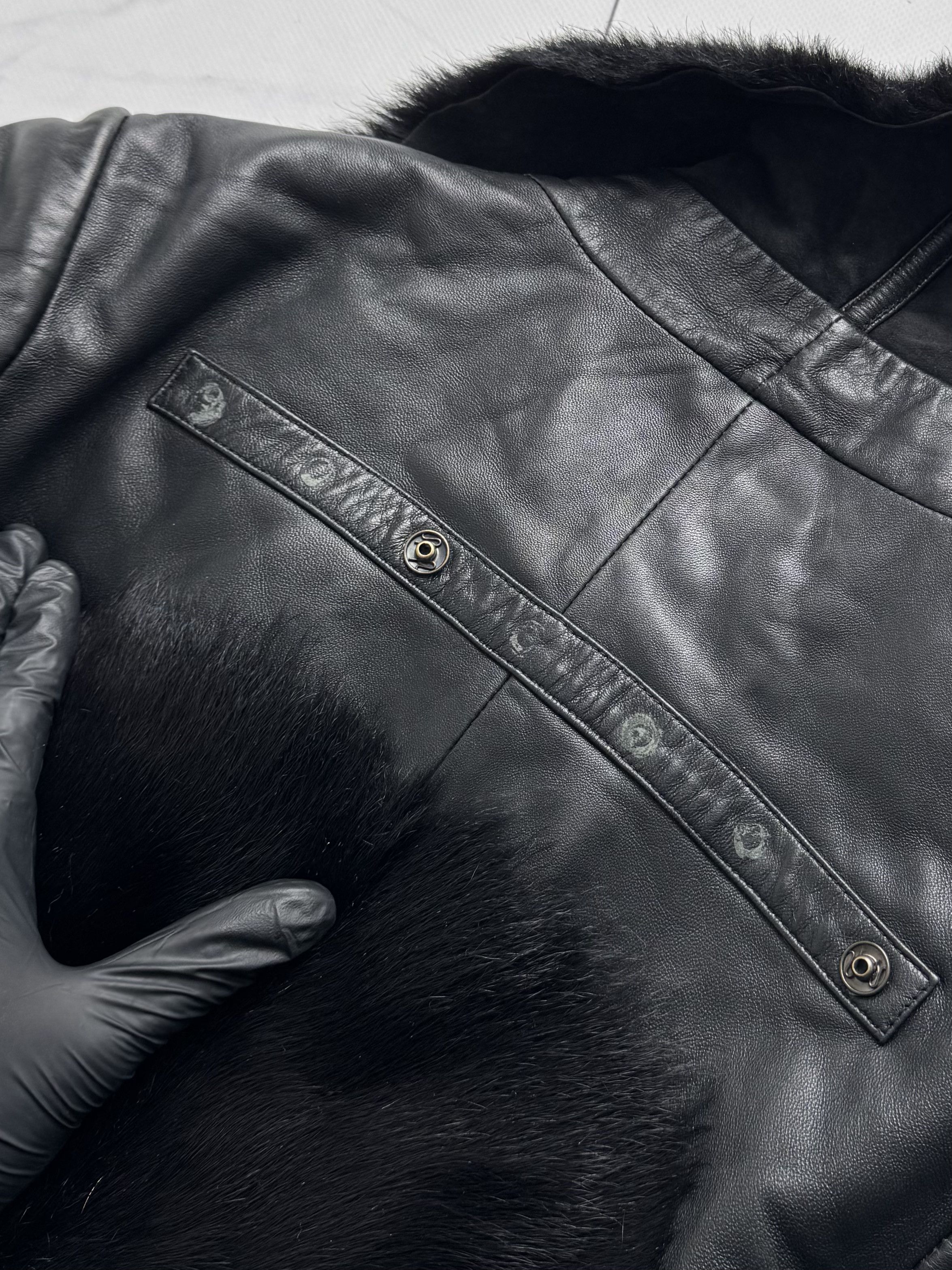 Vintage Vintage Cropped Leather Jacket With Real Fur (B250)D15E2 Size S / US 4 / IT 40 - 17 Thumbnail