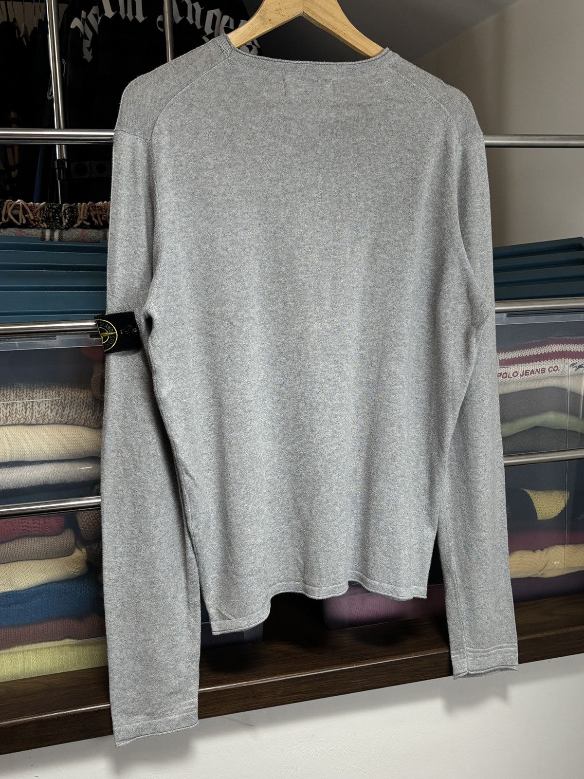 Stone Island Stone Island Vintage Grey Long Sleeve Thin Cotton Sweater Size US L / EU 52-54 / 3 - 4 Thumbnail