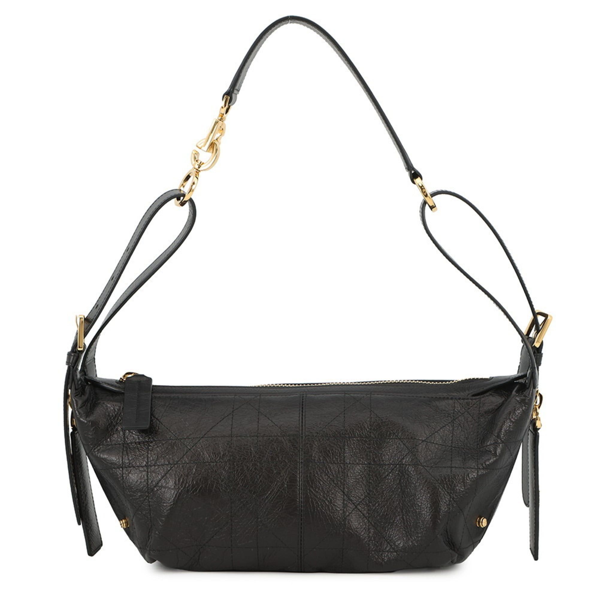 Christian Dior D-Journey Small Flat Shoulder Bag in Macrocannage Black. Women's Handbag.