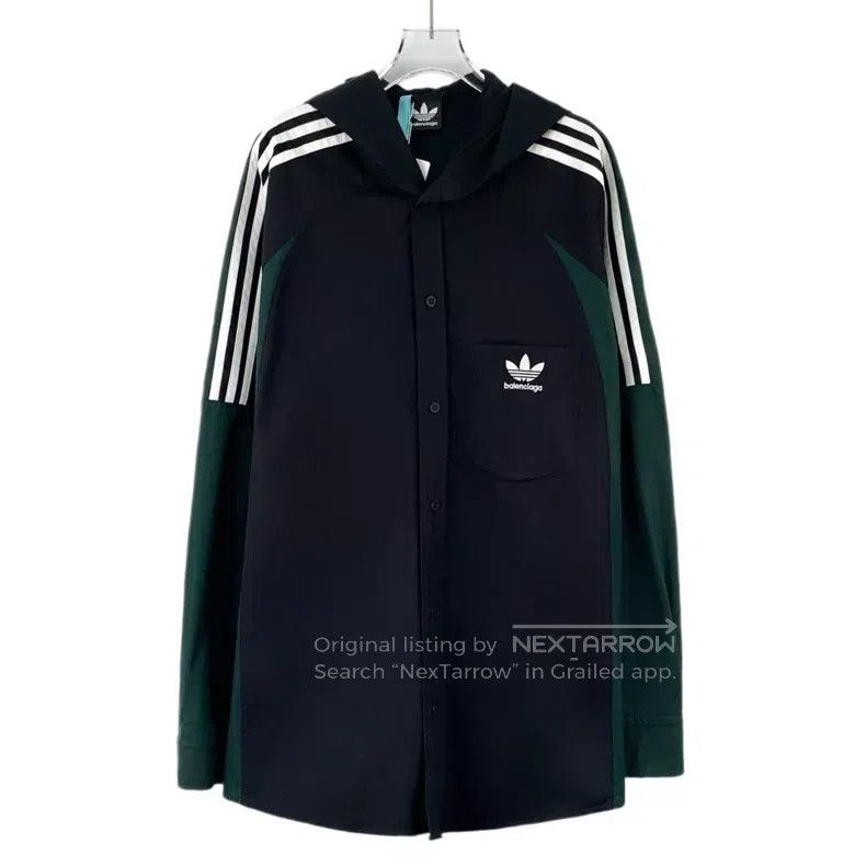 Balenciaga Balenciaga Colorblocked Side Stripe Logo Printed Cotton Ho Size US L / EU 52-54 / 3 - 1 Thumbnail
