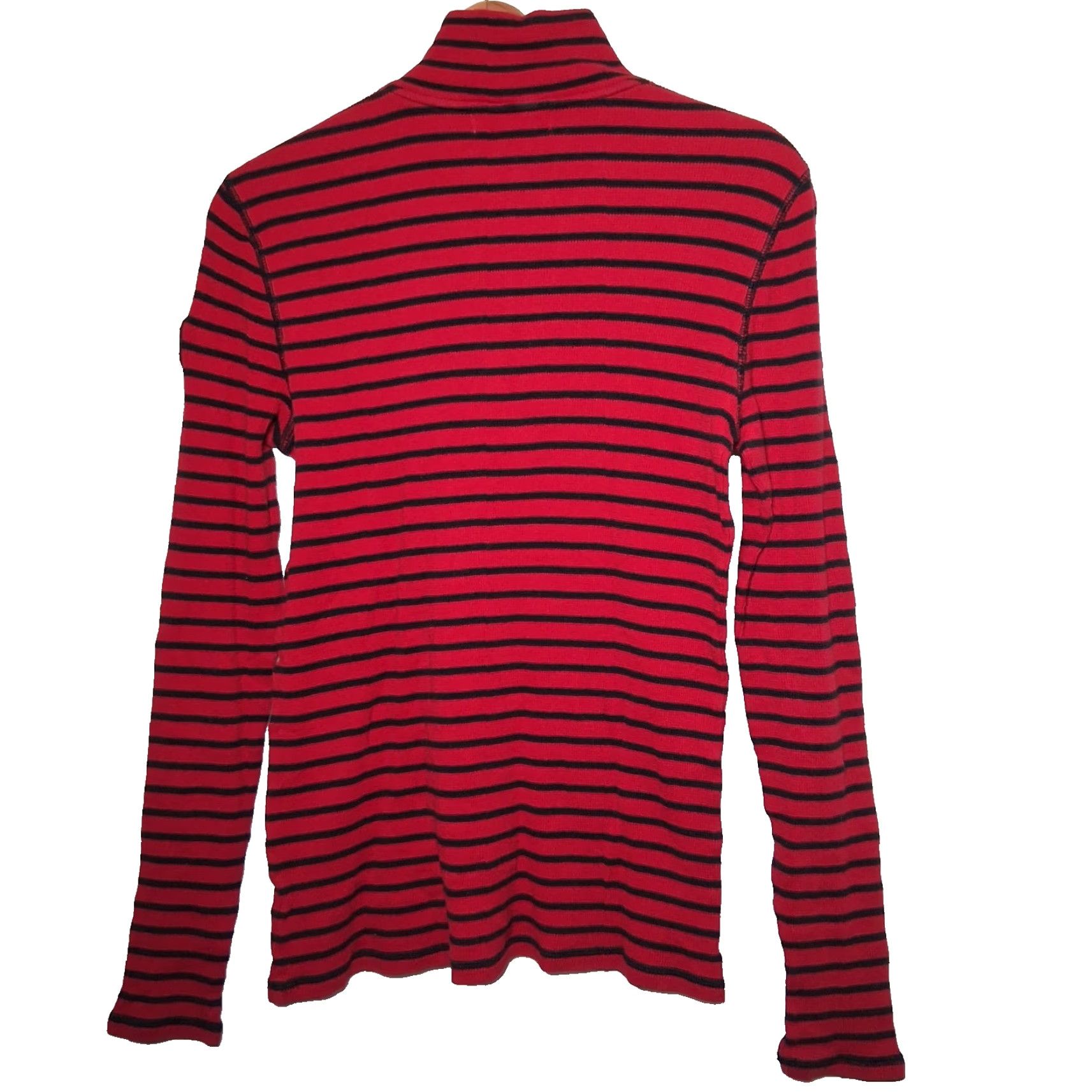 Ralph Lauren Lauren Ralph Lauren Shirt Women XS Thermal Red Black Stripe 1/4 Zip PreppyREAD Size XS / US 0-2 / IT 36-38 - 4 Thumbnail