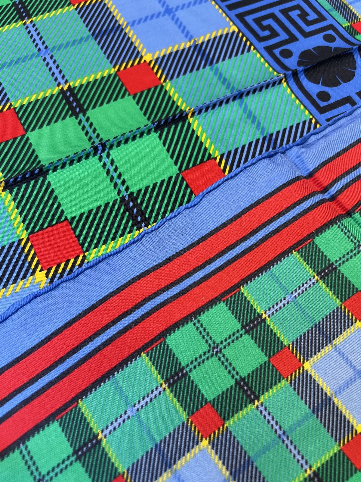 Versace Vintage Gianni Versace Greek plaid Silk Scarf Size ONE SIZE - 4 Thumbnail