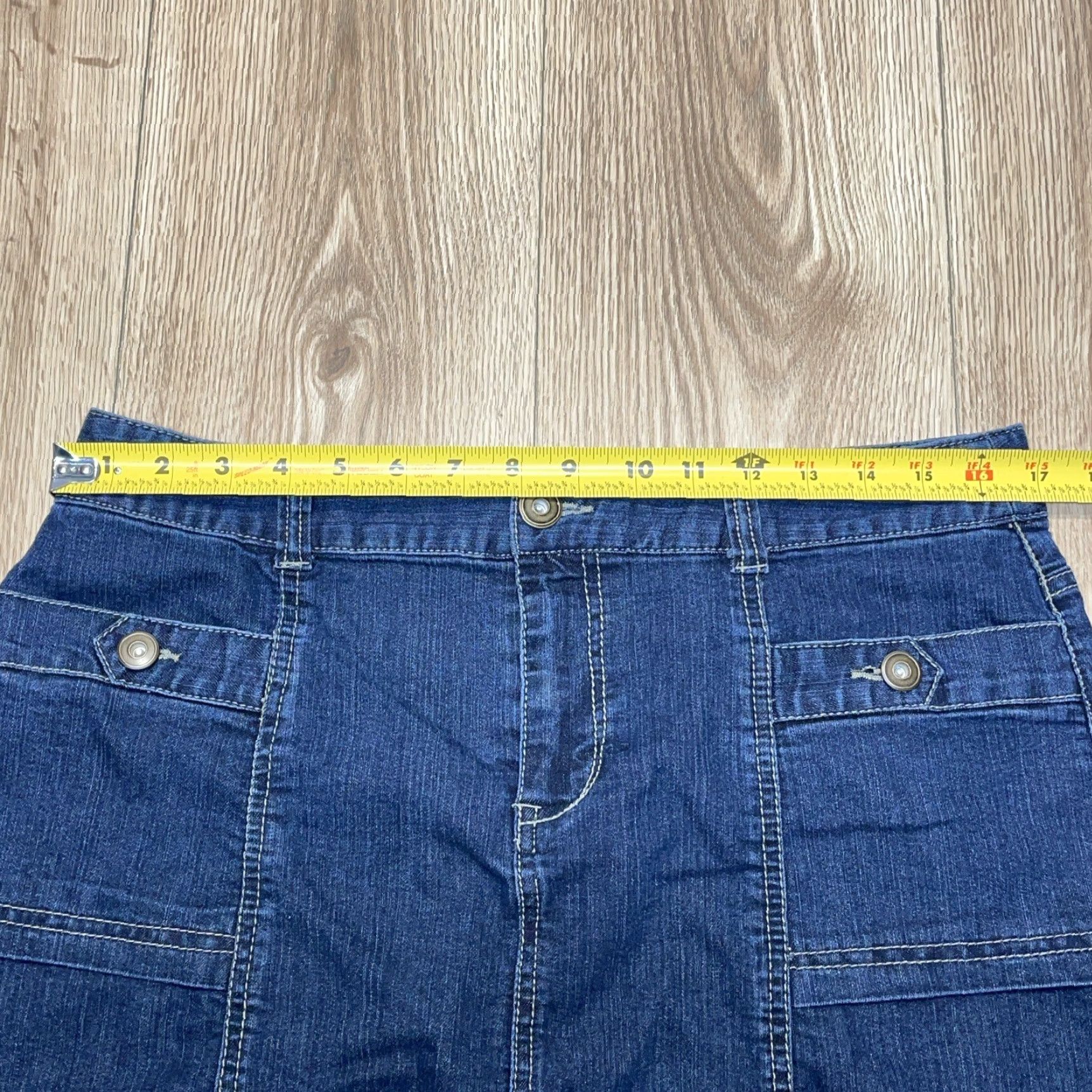 Vintage VINTAGE Christopher & Banks A-Line Skirt Women's Regular Size 12 Blue Denim Short Size 34" / US 12 / IT 48 - 4 Thumbnail