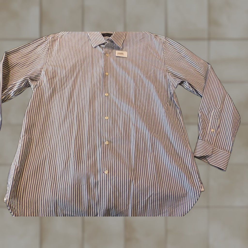 Bloomingdale's Bloomingdale's Mens Button-Up shirt XL Blue Striped Knit Cotton Polyester Regular Button-Down Collar Mens Season All Seasons Brand New With Tags Size US XL / EU 56 / 4 - 1 Thumbnail