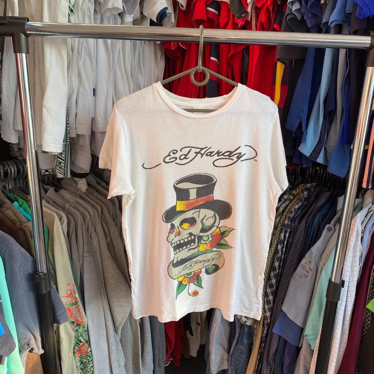 Christian Audigier × Ed Hardy × Japanese Brand Ed hardy by Christian Audigier big logo y2k Japanese tee Size S / US 4 / IT 40 - 1 Thumbnail