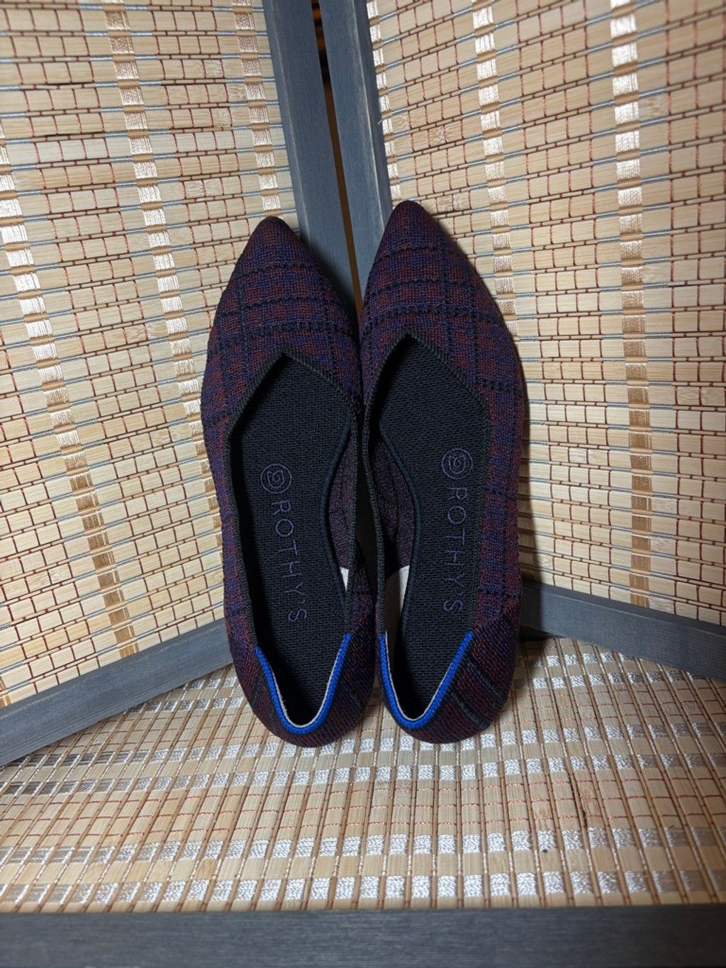 Rothy's Women's Rothy's The Point Burgundy & Blue Plaid Size US 6.5 / IT 36.5 - 1 Thumbnail