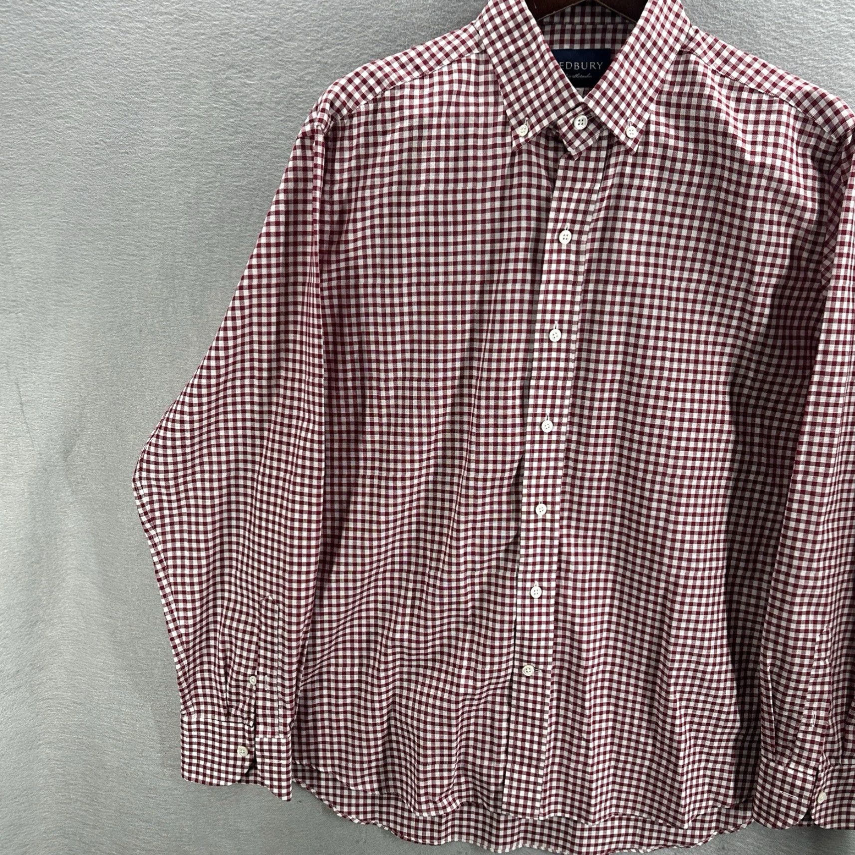 Vintage Ledbury Shirt Mens 17 43 Gingham Casual Preppy Cotton Button Front Picnic Preppy Shirt Mens Red Cotton Button-Up Long Sleeve Collared Button-Down Size US XL / EU 56 / 4 - 3 Thumbnail