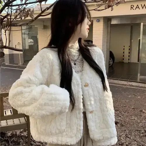 Japanese Brand Zoki Elegant Faux Fur Lamb Coats Women Winter Size ONE SIZE - 5 Thumbnail