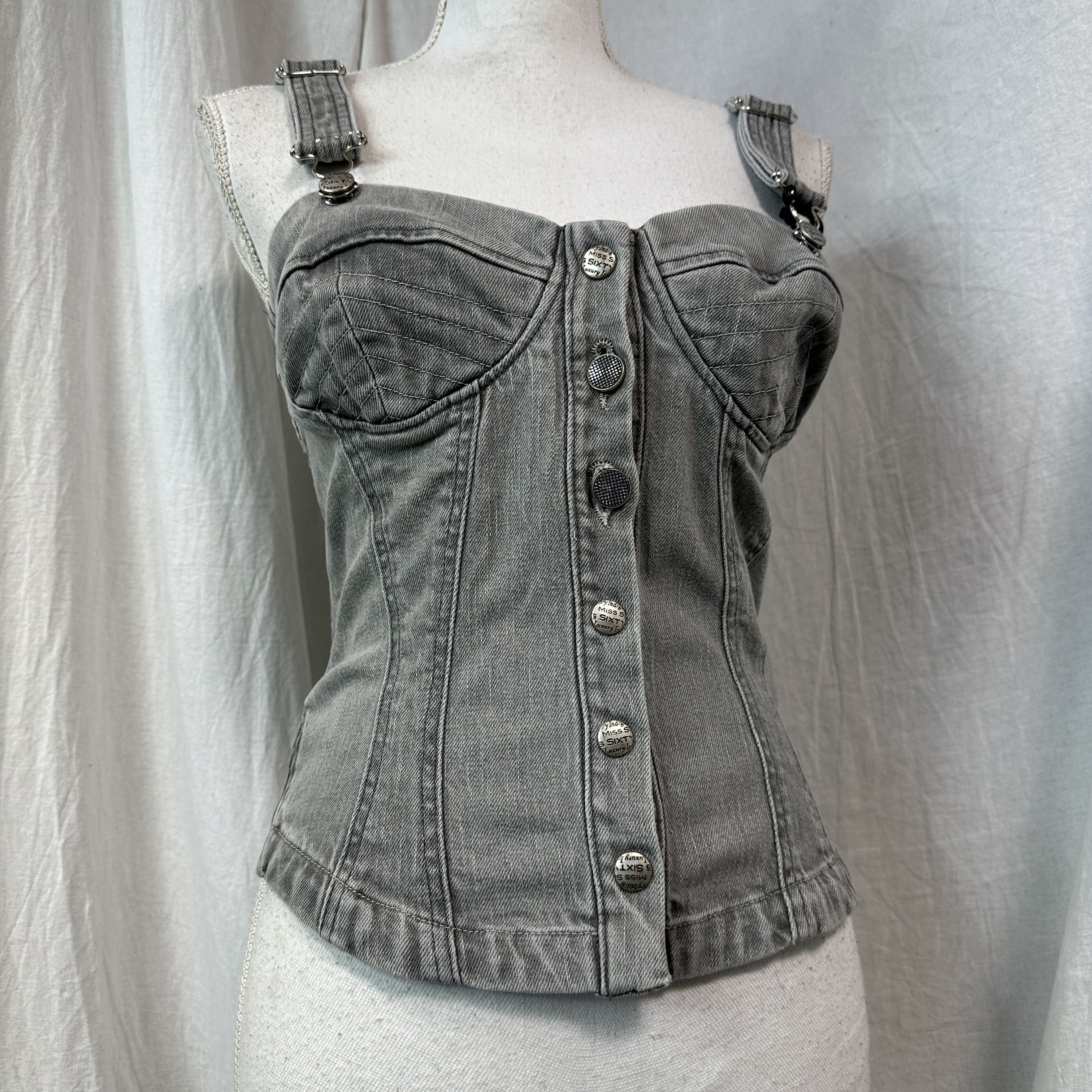 Vintage Vintage Avant Garde Denim Miss Sixty Jeans Corset / Top Y2K Size S / US 4 / IT 40 - 5 Thumbnail