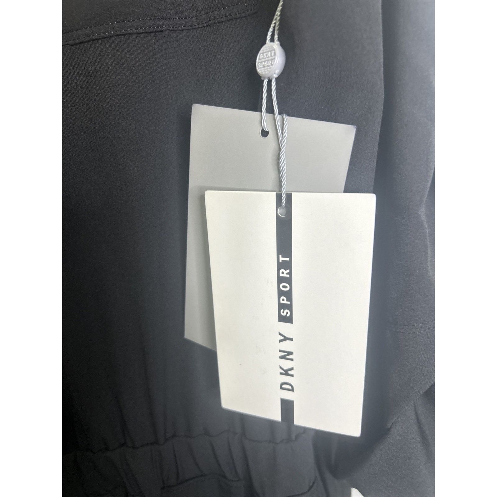 DKNY DKNY Black Utility Cargo Jumpsuit Womans L Tab Sleeve Travel Size 29" - 6 Thumbnail