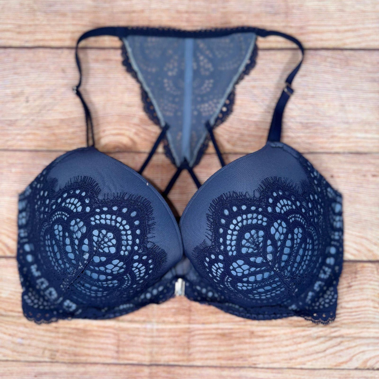 Other VS Dream Angels Lace Front Close Racer Back Bra Pushup 34DD Size ONE SIZE - 1 Thumbnail
