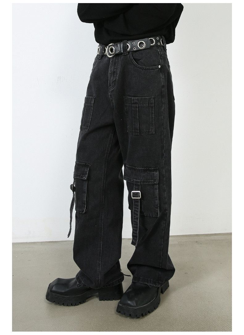 Japanese Brand × Jean Men's multi-pocket washed vintage wide-leg cargo jeans Size US 32 / EU 48 - 4 Thumbnail