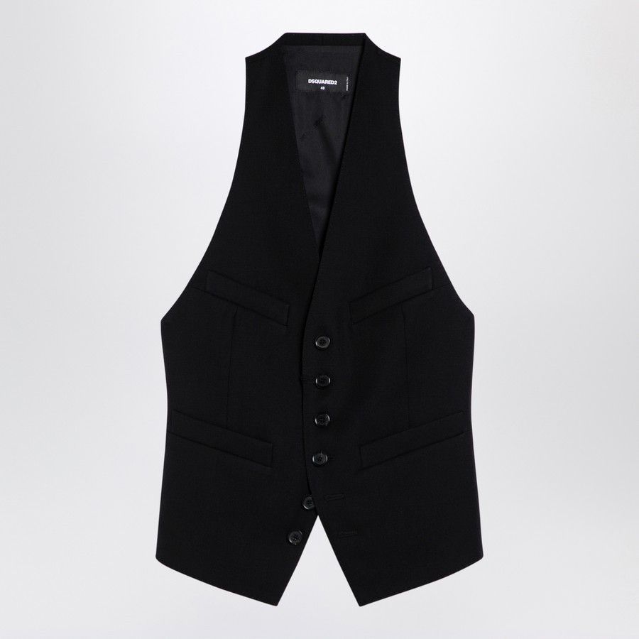 Dsquared2 o1d2blof0824 Wool Waistcoat in Black Size XS / US 0-2 / IT 36-38 - 1 Thumbnail