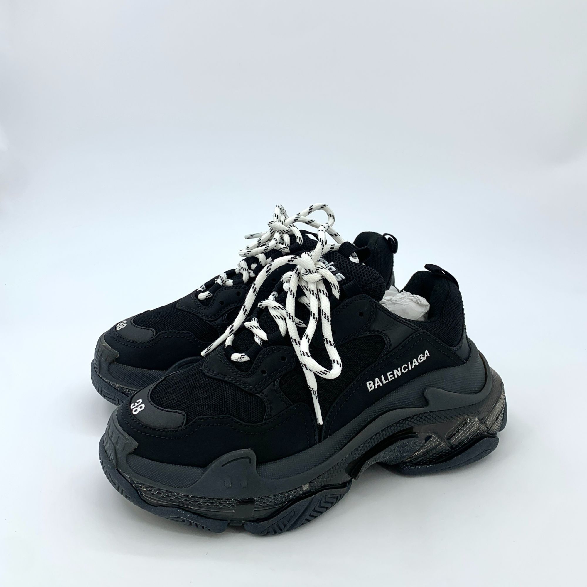 Balenciaga BALENCIAGA Triple S Black Sneakers Size 38 With Original Box Size US 8 / IT 38 - 1 Thumbnail