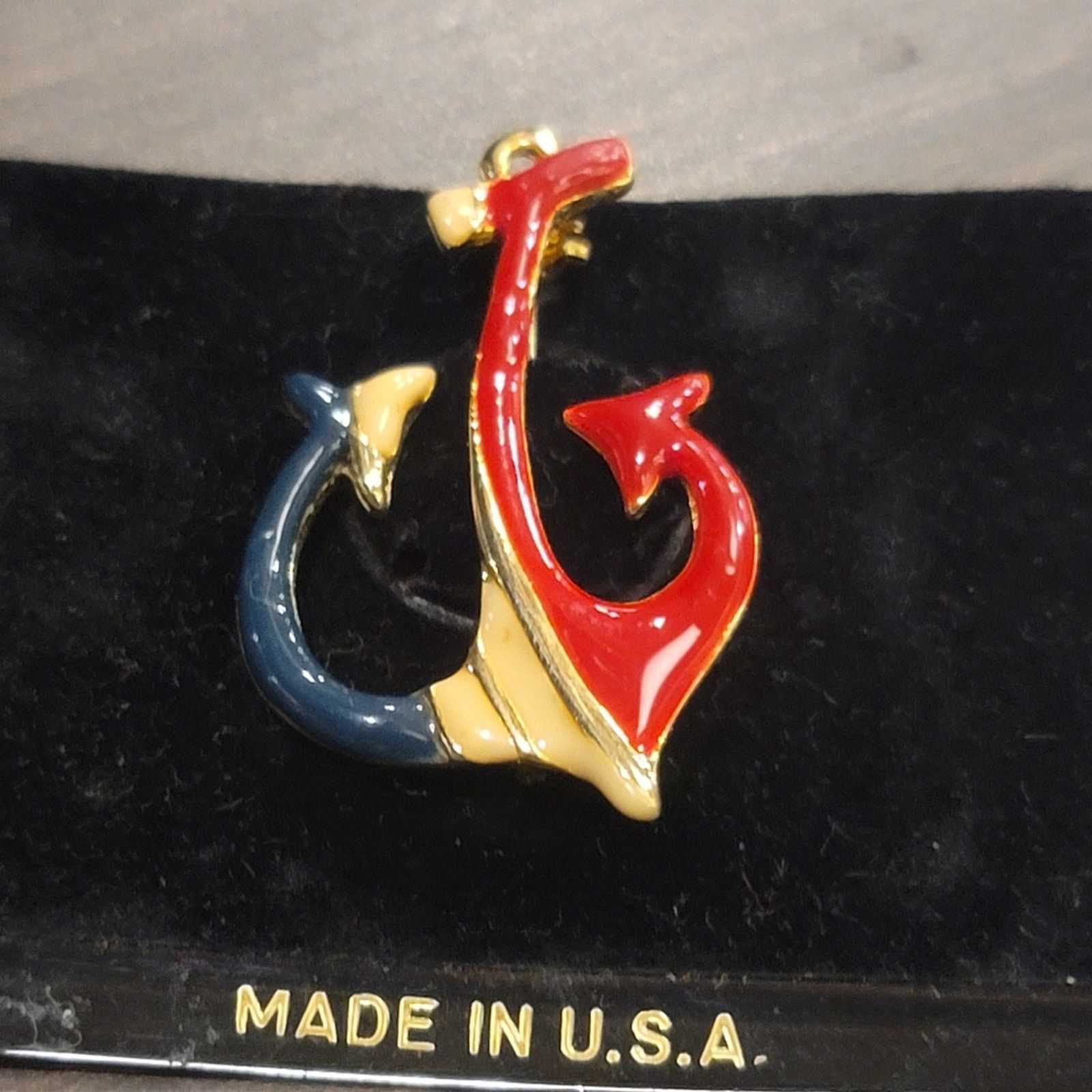 The Unbranded Brand Vtg USA Red White Blue Ship Anchor Brooch Pin Size ONE SIZE - 3 Thumbnail